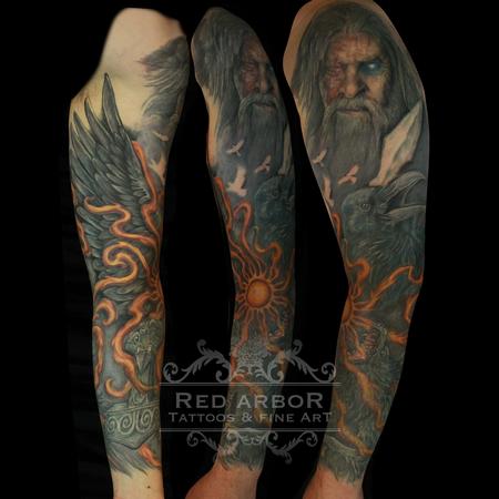 Tattoos - Norse Mythology Ragnarok Odin Tattoo - 130074
